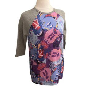 LuLaRoe Youth Girls Disney Graphic Raglan Sleeve Top Size 12